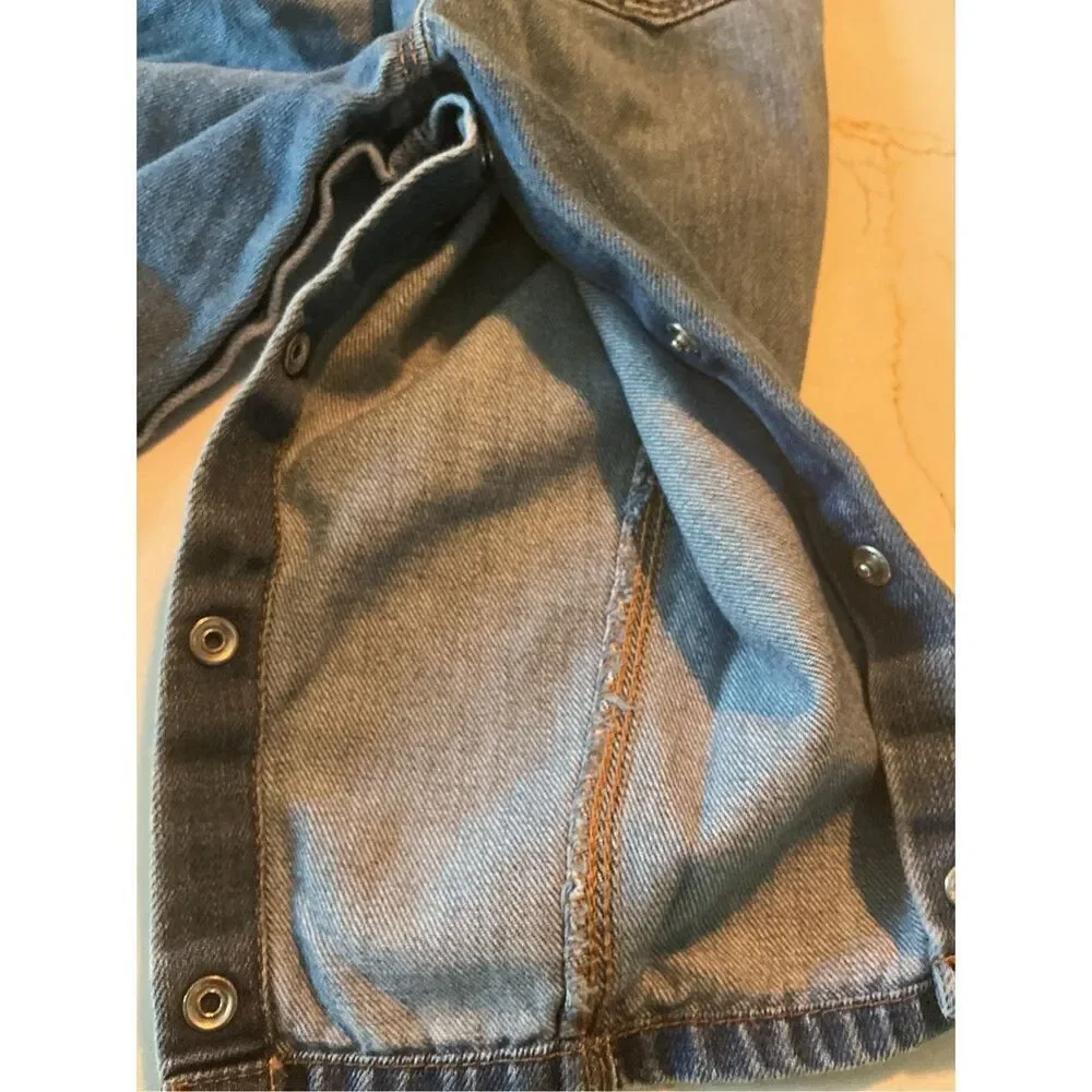 OshKosh Bgosh Overalls Sz 18 mo Denim Embroidered Hearts Flowers